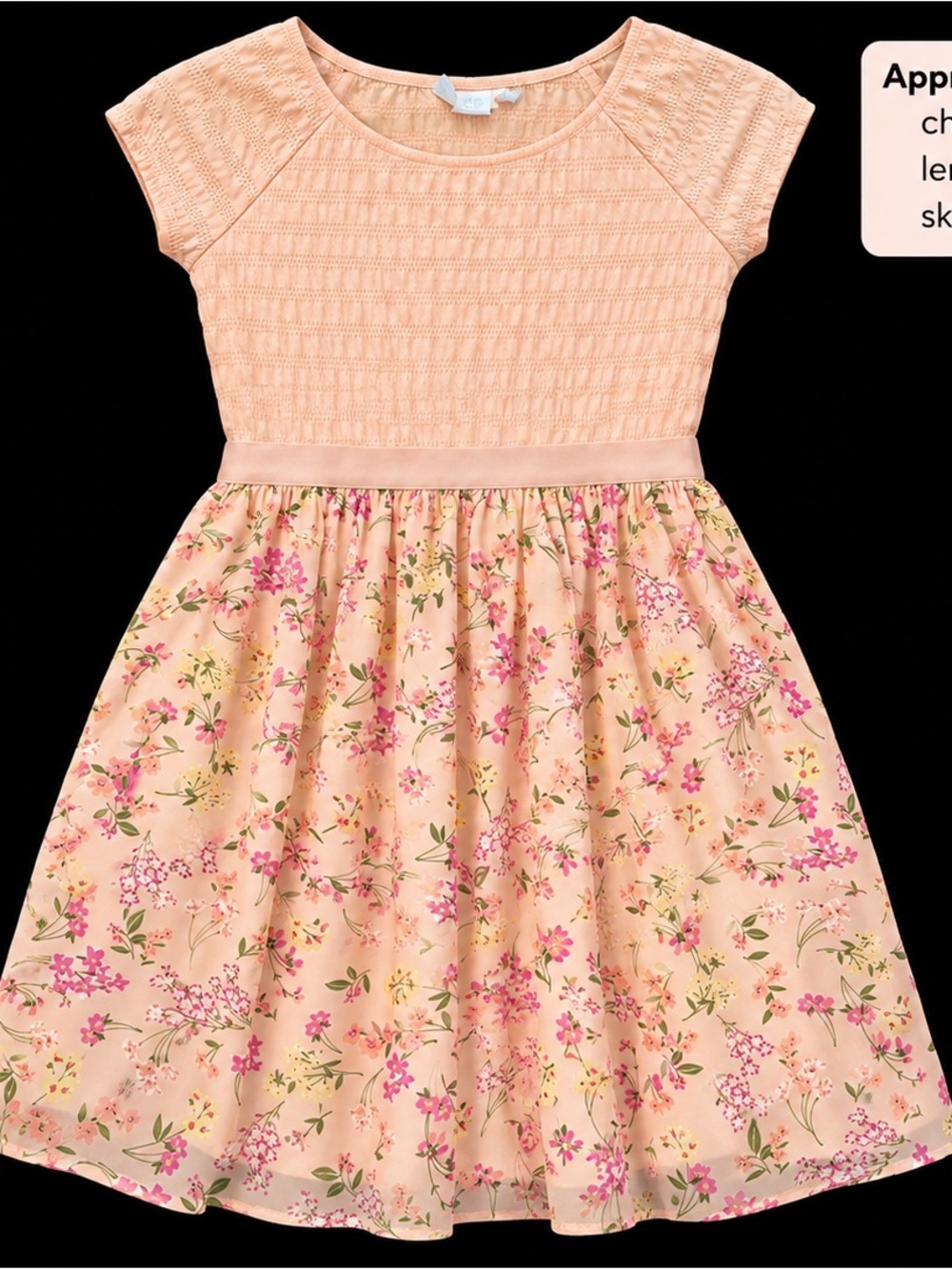 The Children’s Place Girls Size 16 Peach Floral Fit & Flare Dress